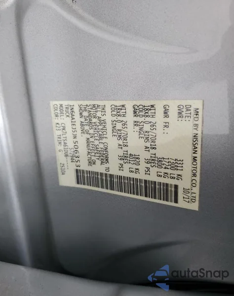 2018 Nissan Titan S из США, поврежденный, VIN 1N6AA1EJ5JN506353